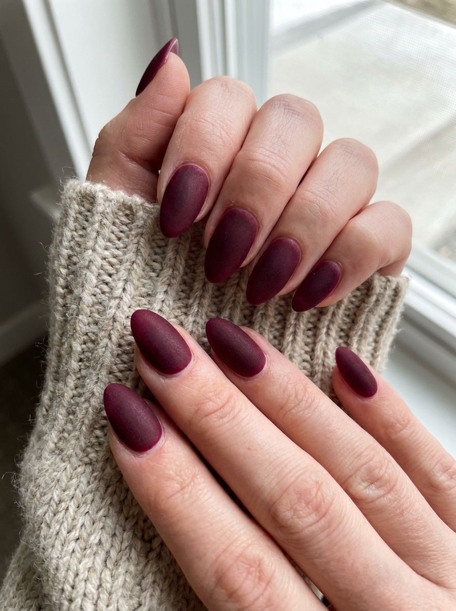 Matte Burgundy Fall Nails – gepflegte Nagelidee 2026